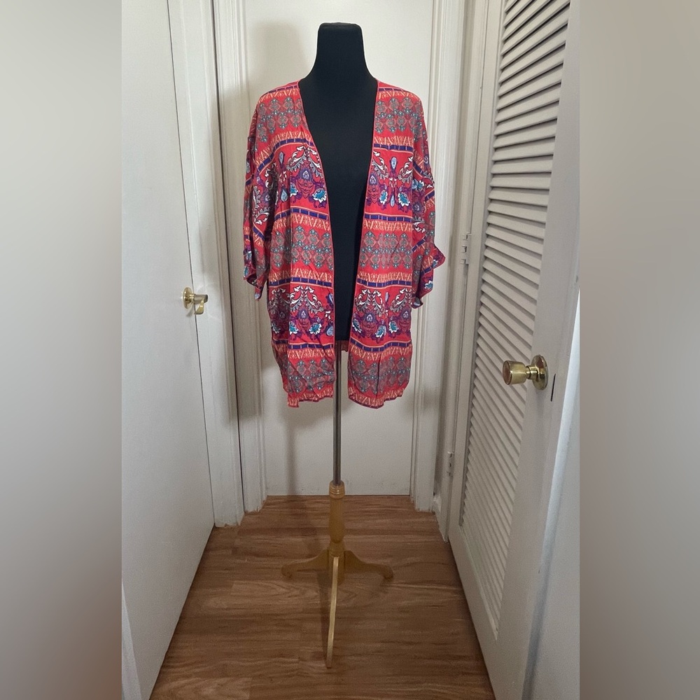 Casual Long Sleeve Printed Cardigan/Kimono